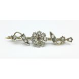 An old cut diamond set brooch,