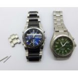 An Accurist World Timer wristwatch and a Seiko Kinetic wristwatch