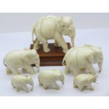 Six graduated carved ivory elephant figures,