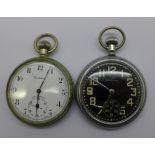 A Waltham military pocket watch and a Cortebert pocket watch
