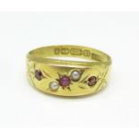 A Victorian 15ct gold, ruby and diamond ring, 1.