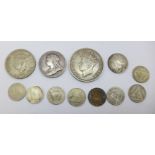 Assorted silver coins