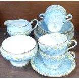 A part Aynsley tea set, (four cups, five saucers, six side plates,