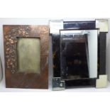 A 925 silver mounted tortoiseshell mirror and another frame, mirror a/f, 23.5cm x 28.