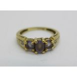 A 9ct gold, blue stone ring, 1.