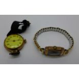 Two lady's 9ct gold cased wristwatches