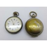 A lady's silver fob watch and a sovereign case