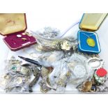 Costume jewellery, plated and white metal items, etc., 1.