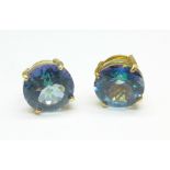 A pair of 9ct gold Neptune topaz earrings