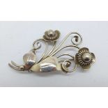 A John Lauritzen Danish silver brooch stamped John L,