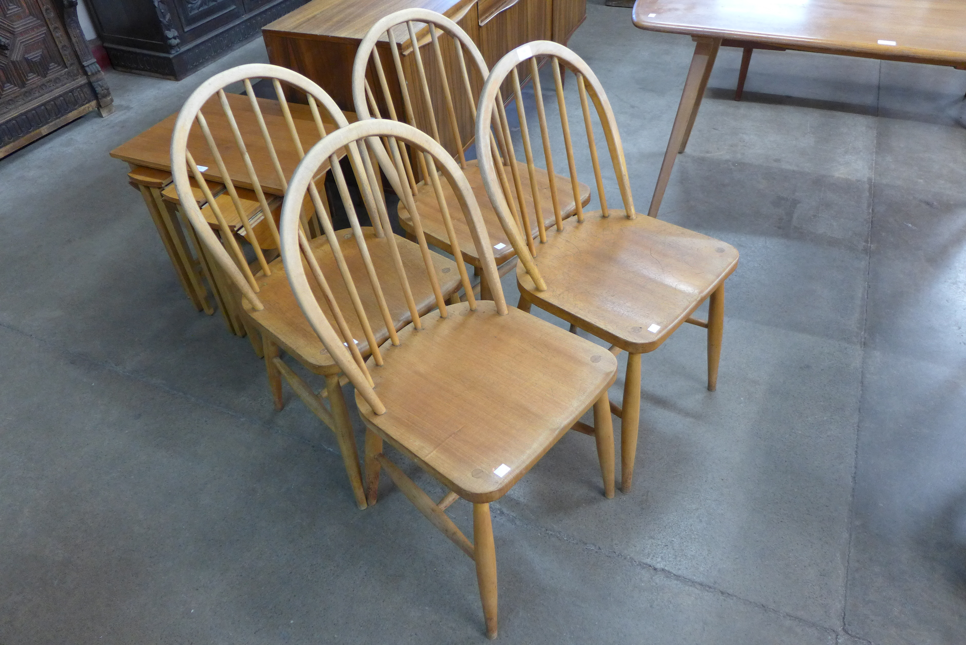 A set of four Ercol Blonde chairs