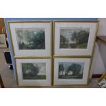 A set of four mezzotints, landscapes,