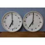 A pair of Czechoslovakian quartz wall clocks