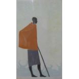 * Thelma, limited edition screen print of a Masai figure, dated 1973, no.