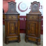 A pair of 19th Century French rosewood and marquetry inlaid table du nuits,