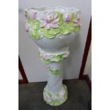An Italian porcelain jardiniere and stand