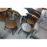 A pair of Victorian penny seat chairs and one similar