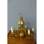 A Dutch brass chandelier