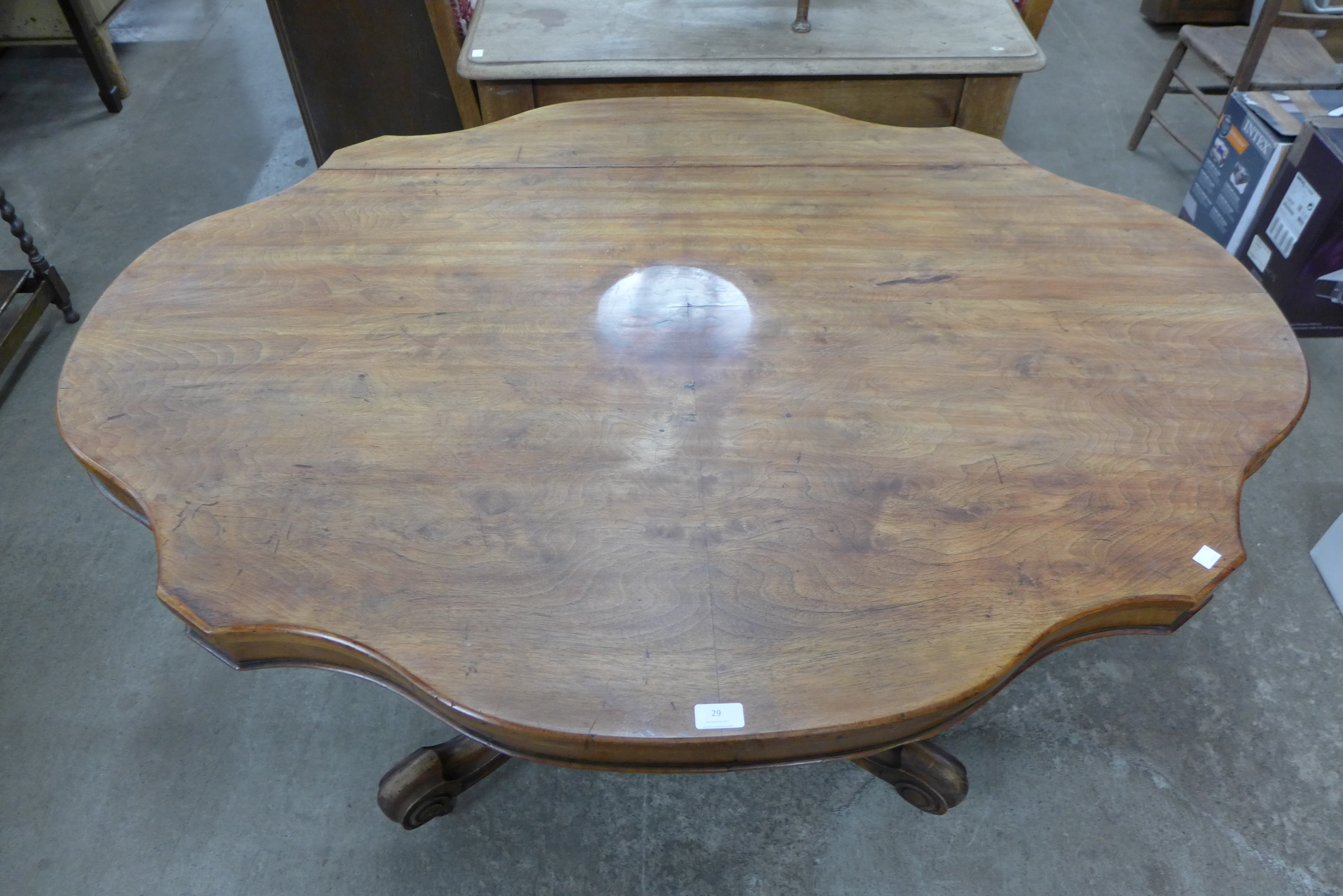 A Victorian walnut serpentine tilt-top breakfast table - Image 2 of 2