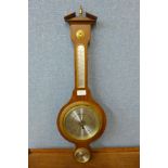 A German Hygrometer walnut aneroid barometer