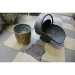 A coal scuttle, metalware, etc.