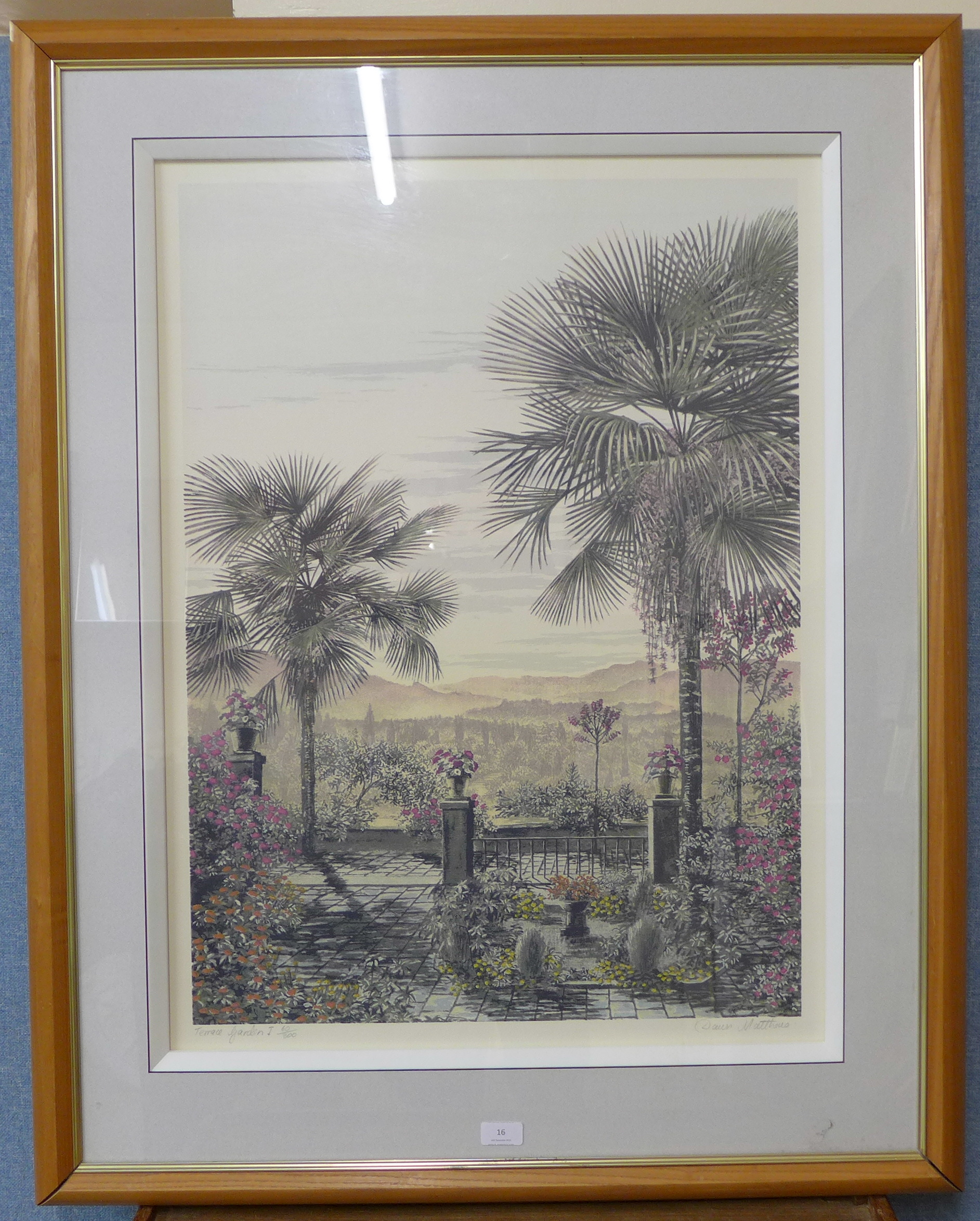 A signed Dawn Matthews limited edition print, Terrace Garden, no. - Image 2 of 3