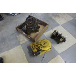 Assorted clock movements and parts