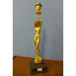 An Art Deco style gilt metal figural table lamp