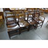A set of eight George III elm and mahogany chairs