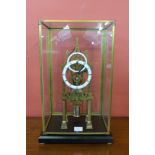 A brass fusee skeleton clock,