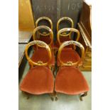 A Harlequin set of six Victorian walnut balloon back dining chairs