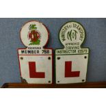Two enamelled motoring signs,