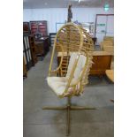 A bamboo egg shaped hanging chair,