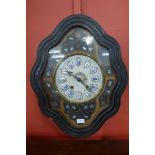 A 19th Century French mother of pearl inlaid vineyard clock