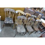 A Harlequin set of seven Victorian kitchen chairs