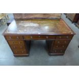 A Victorian mahogany pedestal library desk