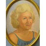 English School, oval portrait of a lady, oil on panel, 38 x 28cms,