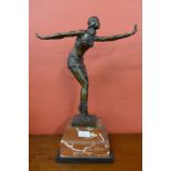 An Art Deco style bronze figure of a female dancer,
