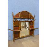 A Victorian Aesthetic Movement bamboo overmantel mirror