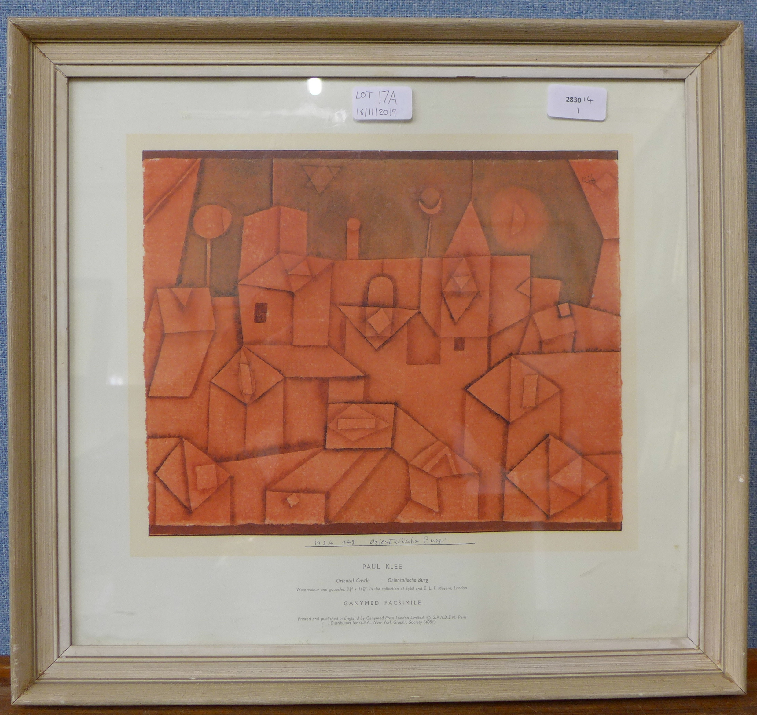 A Paul Klee print, Oriental Castle, - Image 2 of 2