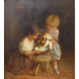 John Morgan (1822 - 1885), A Drop For Pussy, oil on canvas, 32 x 28cms,