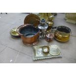 Assorted brass and copperware