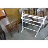 A 19th Century French fruitwood pot cupboard and a painted towel rail