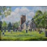 John Smith, Kirklington Church, oil on canvas, 30 x 40cms,