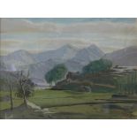 George Granger Smith, Lake District landscape, gouache, 22 x 29cms,