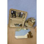A cream and parcel gilt framed mirror and two other mirrors
