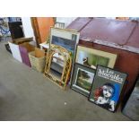 A large quantity of prints and picture frames