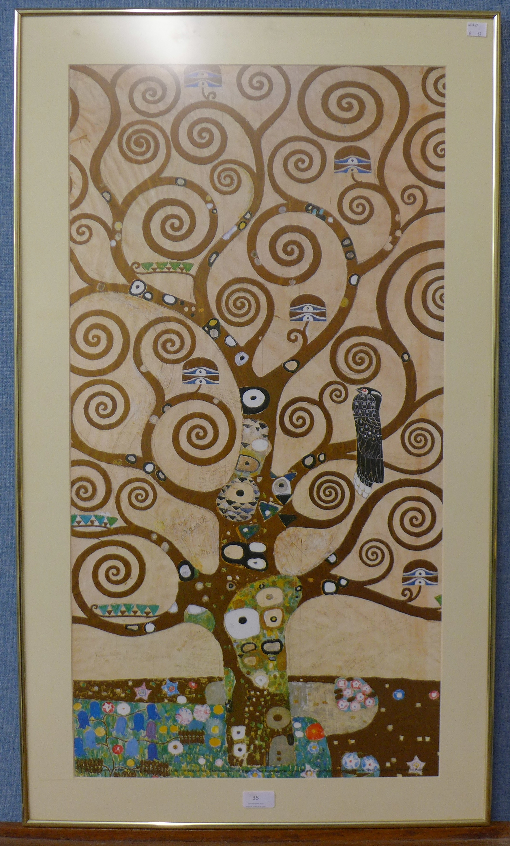 A Gustav Klimt print, Tree of Life,