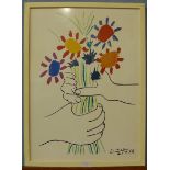 A Pablo Picasso print, Hands With Flowers,
