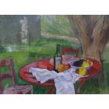 Pamela Guille, garden scene, acrylic, 35 x 48cms,